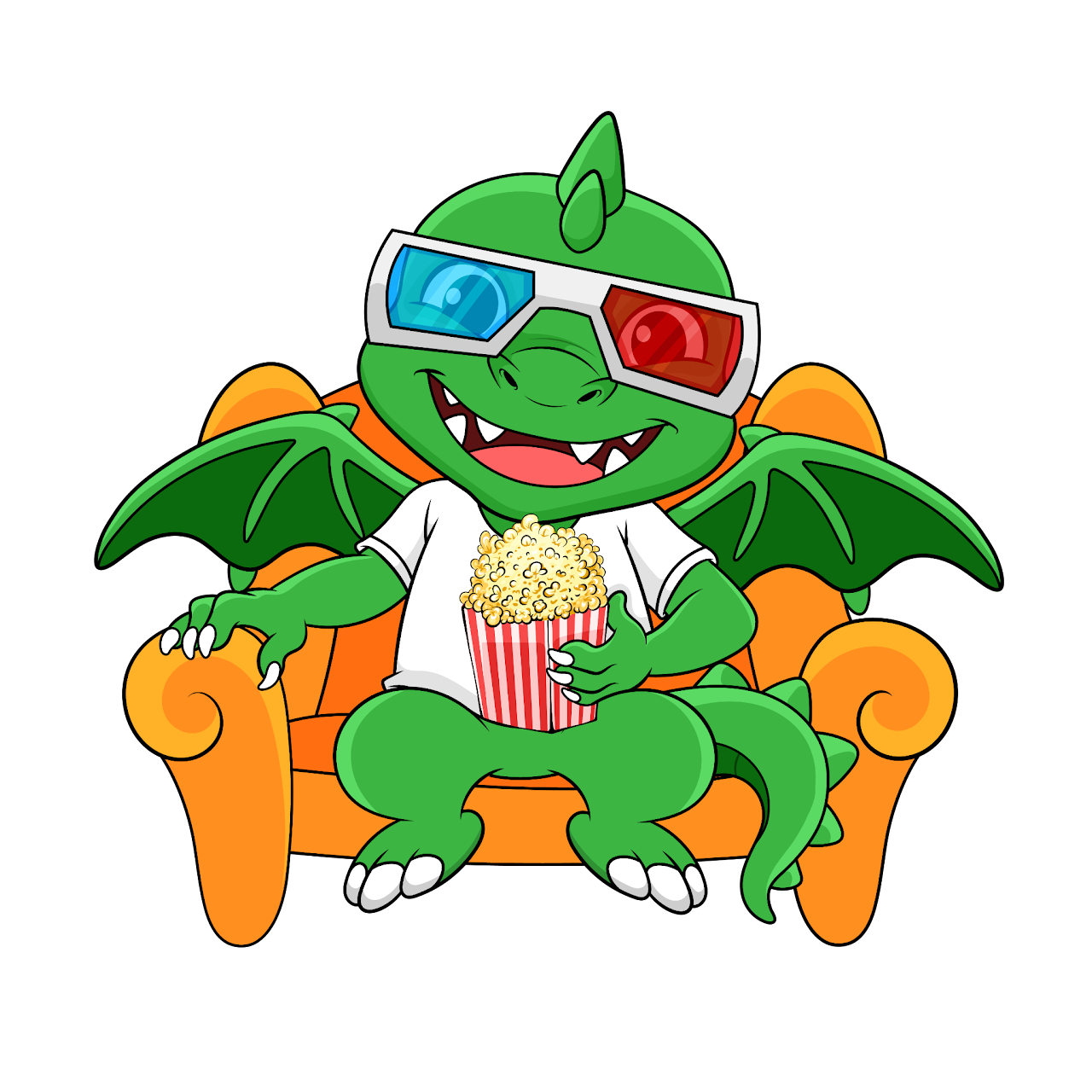 Wordzilla watching a movie